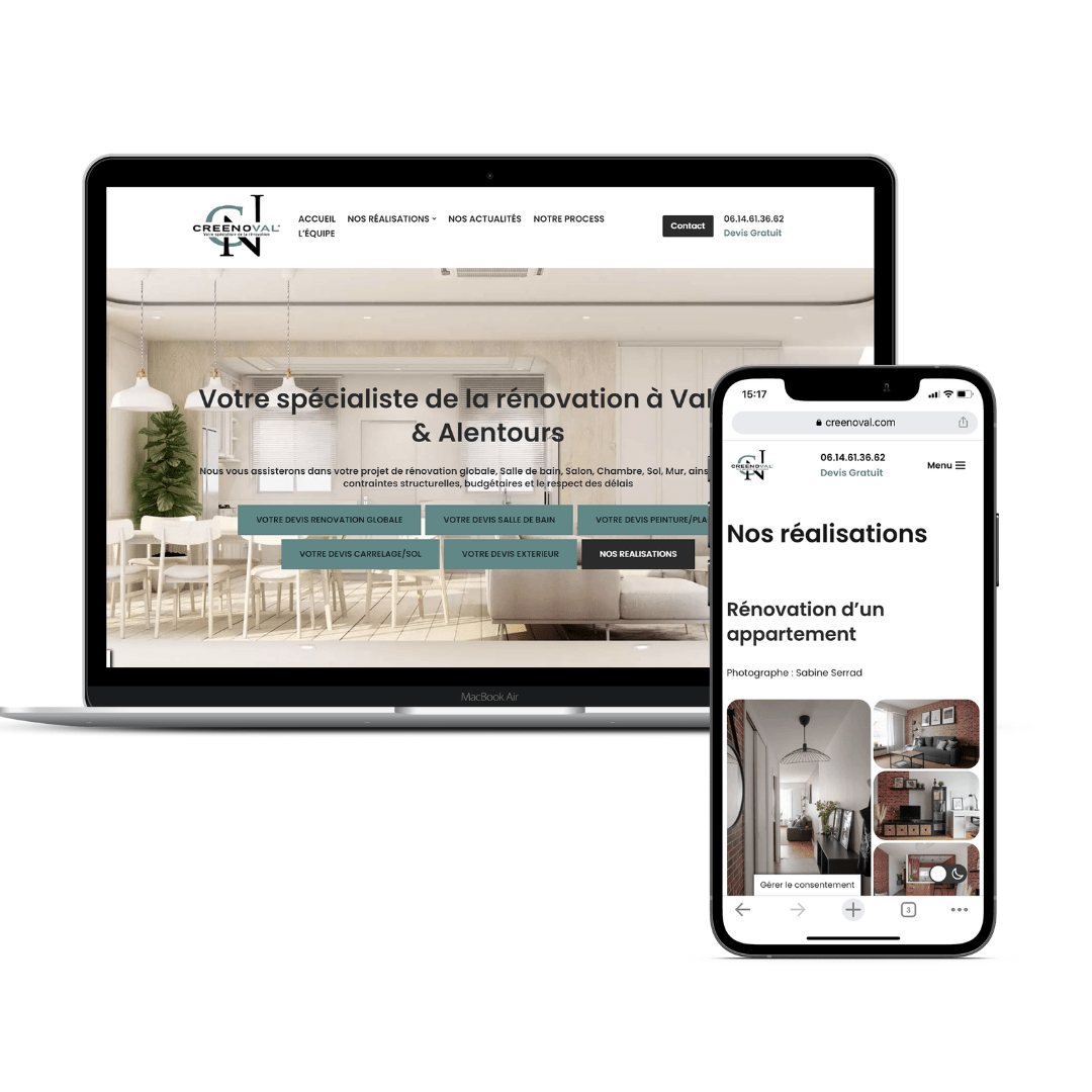 Création d'un site vitrine pour notre client Creenoval par AdFeed agence de communication sur valence