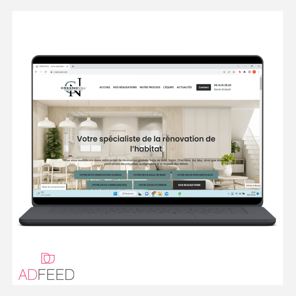 création site internet Creenoval par AdFeed à Valence