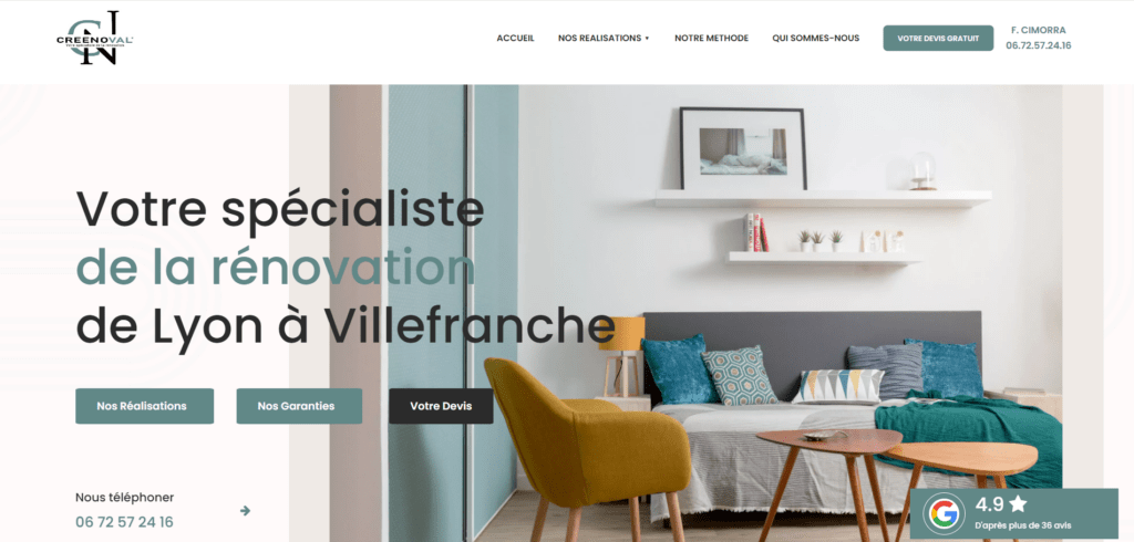Site web valence pour rénovateur creenoval-lyon